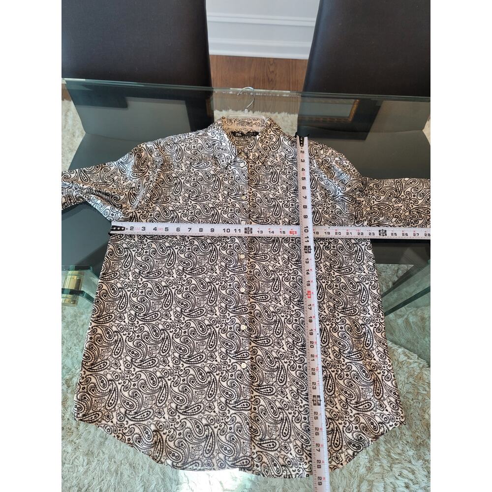 Zara Blouse Women's Size XL Black White Paisley Button Front Long Sleeve Shirt - Picture 9 of 9